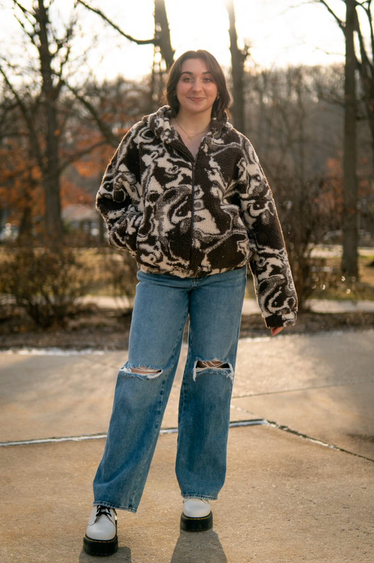 STELLA SWIRL PRINT TEDDY JACKET