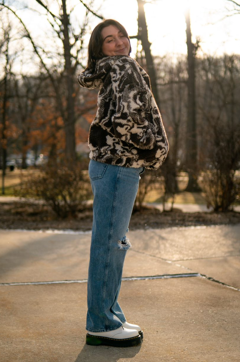 STELLA SWIRL PRINT TEDDY JACKET