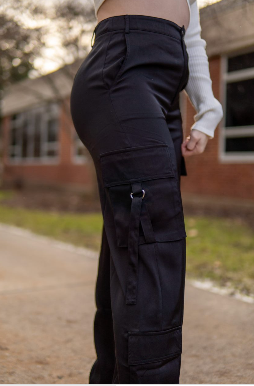 IZABEL SATIN CARGO PANTS
